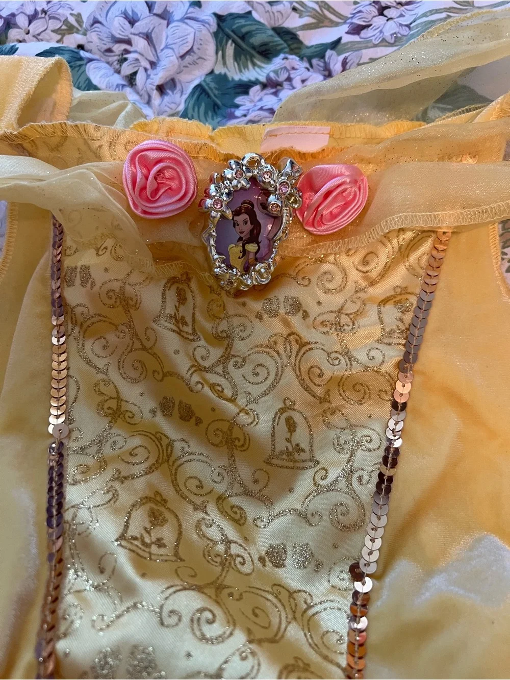 Disney Princess Belle Costume Beauty The Beast Dress Child Size 4/6x Yellow